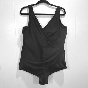 Miraclesuit Womens Plus Size 20W Black Surplice One Piece Swimsuit 78788W